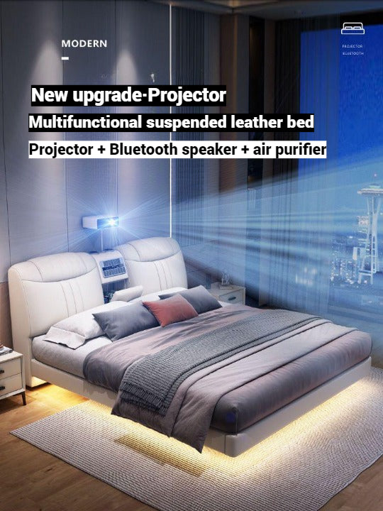 Smart Bed with Projector, Bluetooth Speaker, Air Purifier, Smart Sensor Light for Bedroom