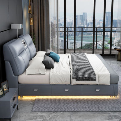 Luxury Smart Bed with Projector, Bluetooth Speaker, Air Purifier, Smart Sensor Light, Three Drawer Storage.