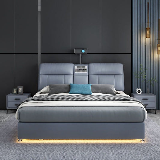 Luxury Smart Bed with Projector, Bluetooth Speaker, Air Purifier, Smart Sensor Light, Three Drawer Storage.