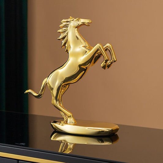 Golden Solid Horse Statue for Office, Home Decoration.