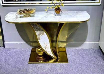 Luxurious Stainless Steel Gold Console Table.