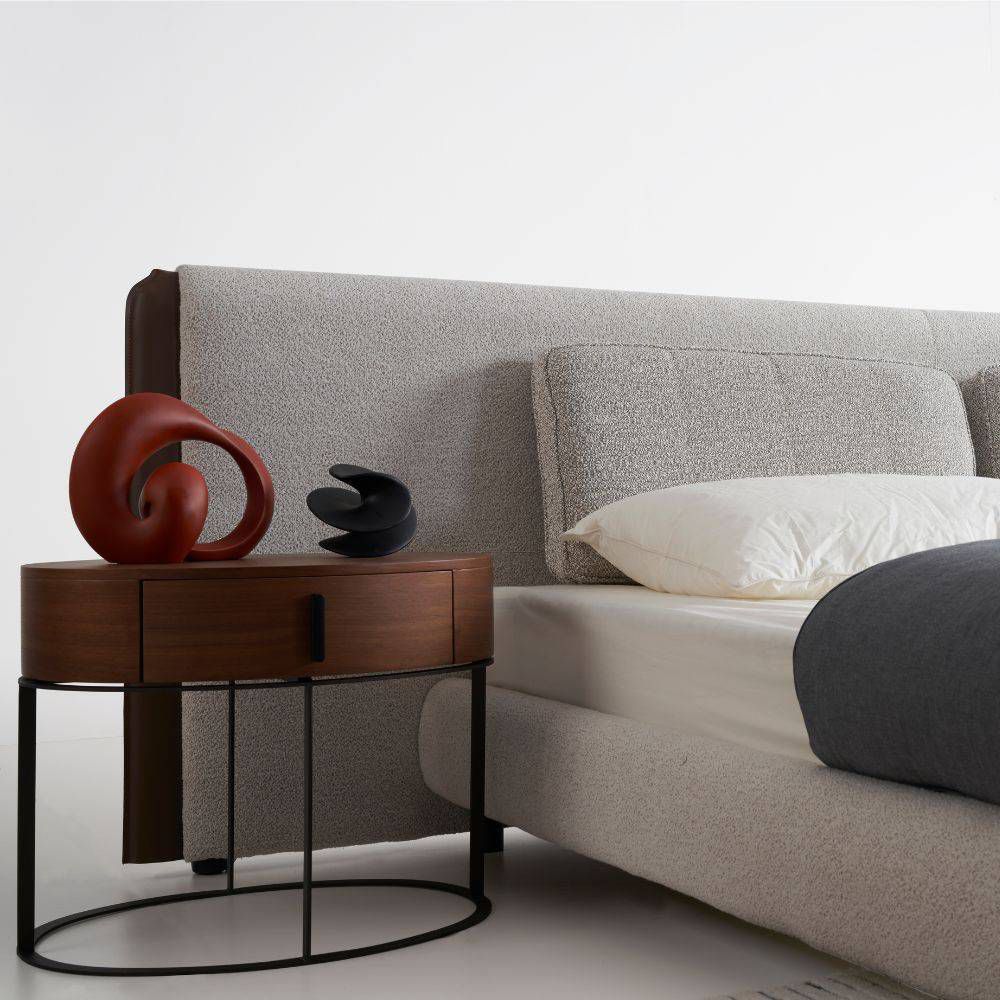 Nova Modern Upholstered Platform Bed with Extended Headboard.