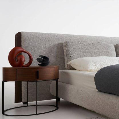 Nova Modern Upholstered Platform Bed with Extended Headboard.