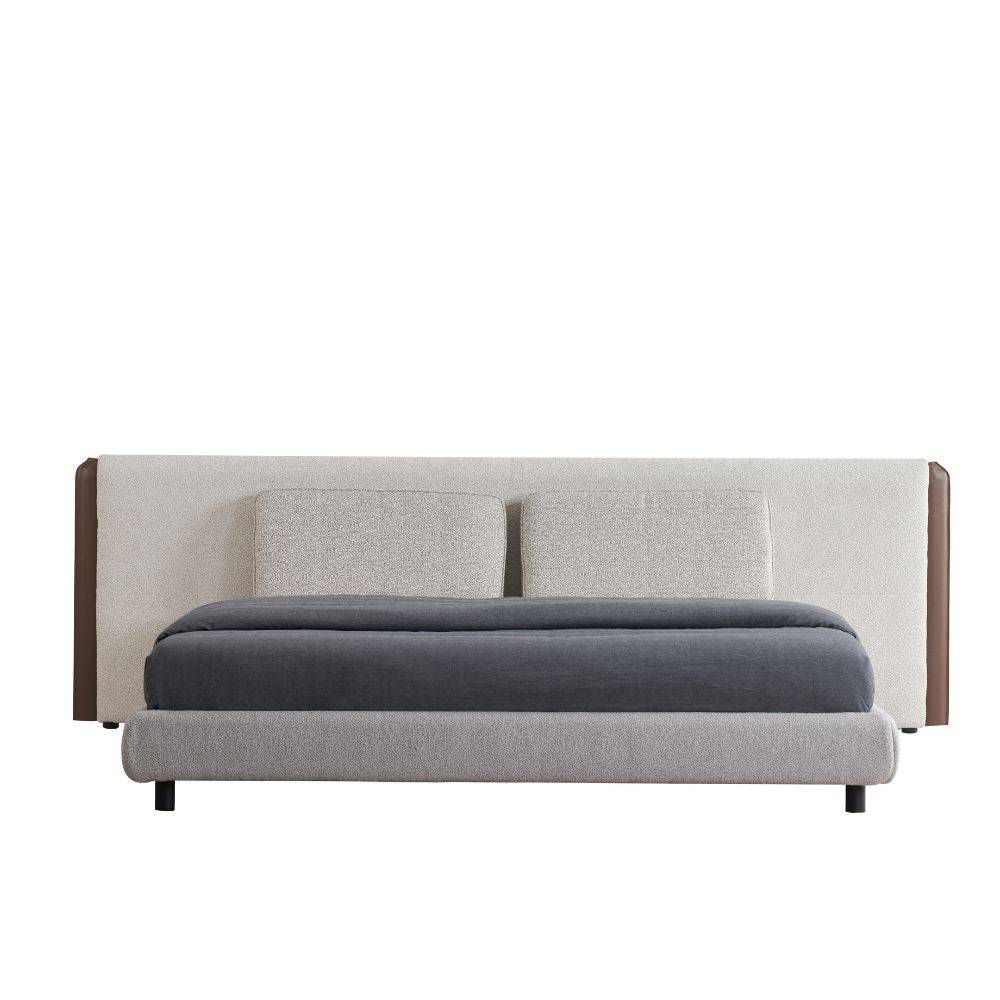 Nova Modern Upholstered Platform Bed with Extended Headboard.