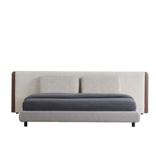 Nova Modern Upholstered Platform Bed with Extended Headboard.