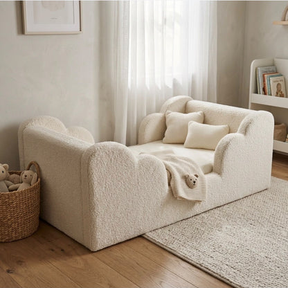 Cloud-Shaped Toddler Floor Upholstered Bed