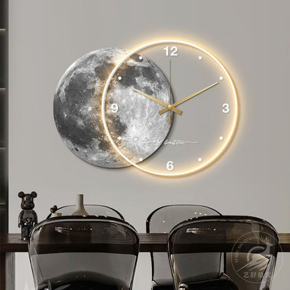 Round Full Moon Sensor Luminous Wall Clock.