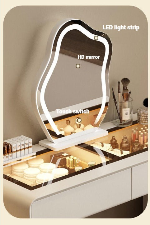 Modern Vanity Table Set with Mirror and Chair, Dressing Table for Bedroom.