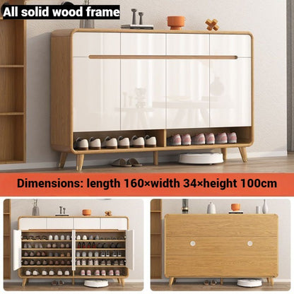 Wooden Shoe Cabinet Shelf Storage with Drawers.