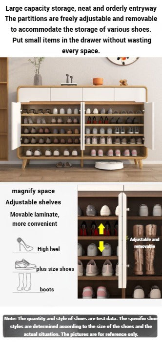 Wooden Shoe Cabinet Shelf Storage with Drawers.