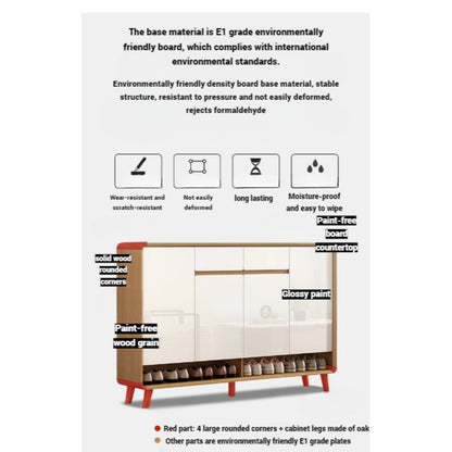 Wooden Shoe Storage Cabinet, Large Capacity Shoe Rack with Adjustable Shelves and Drawers.