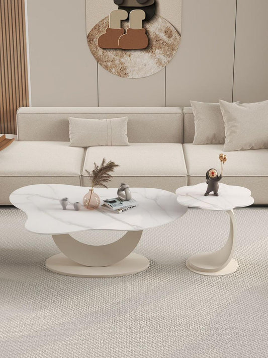 Irregular Coffee Table Set, Modern Living room White Coffee Tables.