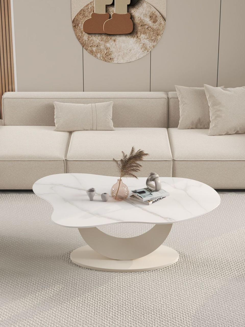 Irregular Coffee Table Set, Modern Living room White Coffee Tables.