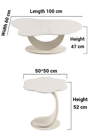 Irregular Coffee Table Set, Modern Living room White Coffee Tables.