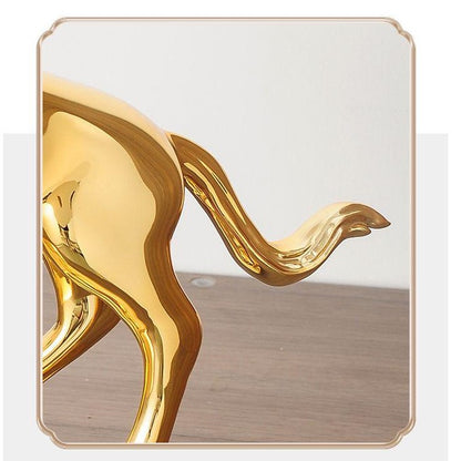 Golden Solid Horse Statue for Office, Home Decoration.