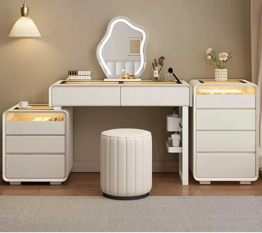 Modern Vanity Table Set with Mirror and Chair, Dressing Table for Bedroom.