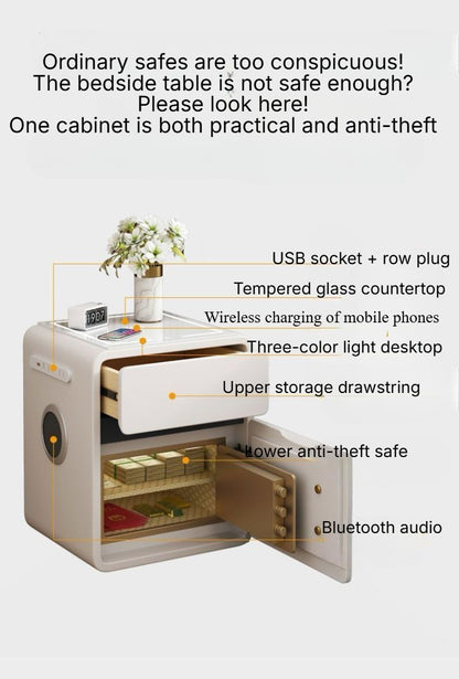 Multifunctional Smart Bedside Table with Integrated Safe.