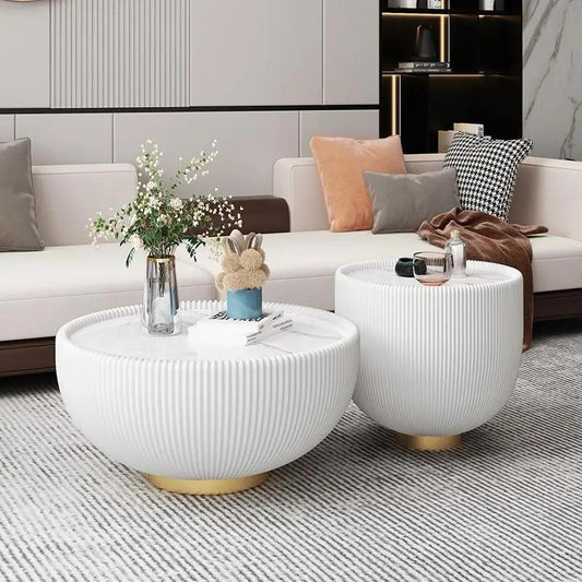 Modern White Marble Top Coffee Table End Table Set.