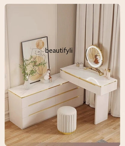 Women's Vanity Table with Mirror and Stool.