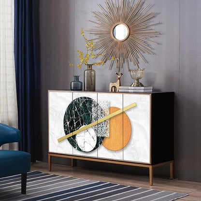 Sideboard Four Doors Buffet Cabinet, Drawing Panel.