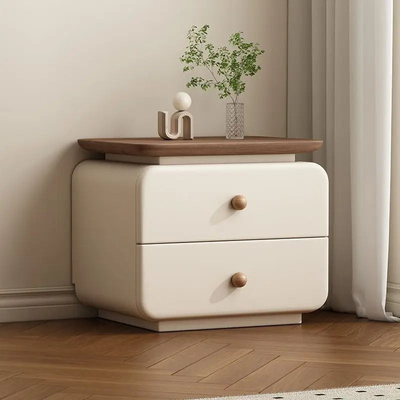 Sleek Bedside Table with Two Storage Drawers.