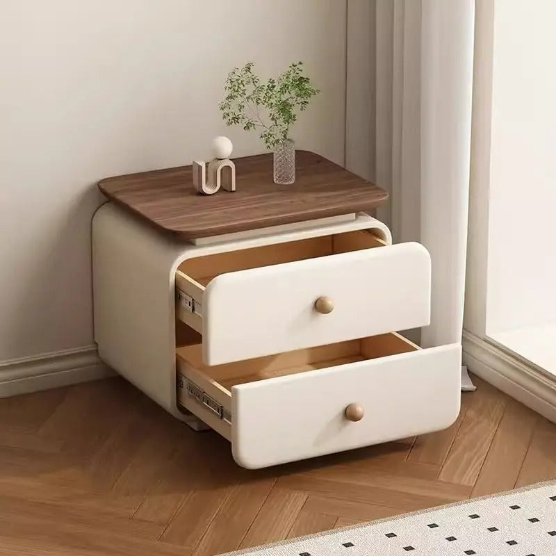 Sleek Bedside Table with Two Storage Drawers.