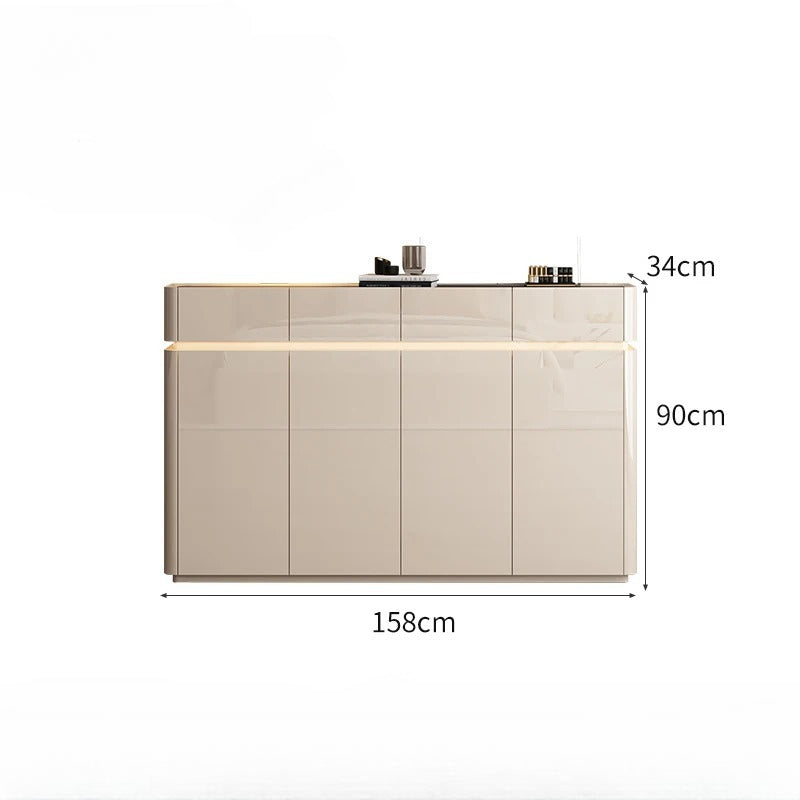 Modern Sleek Creamy Shoe Storage Cabinet with Warm Sense Light.