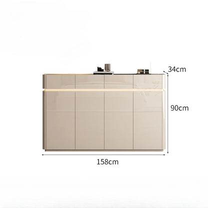 Modern Sleek Creamy Shoe Storage Cabinet with Warm Sense Light.