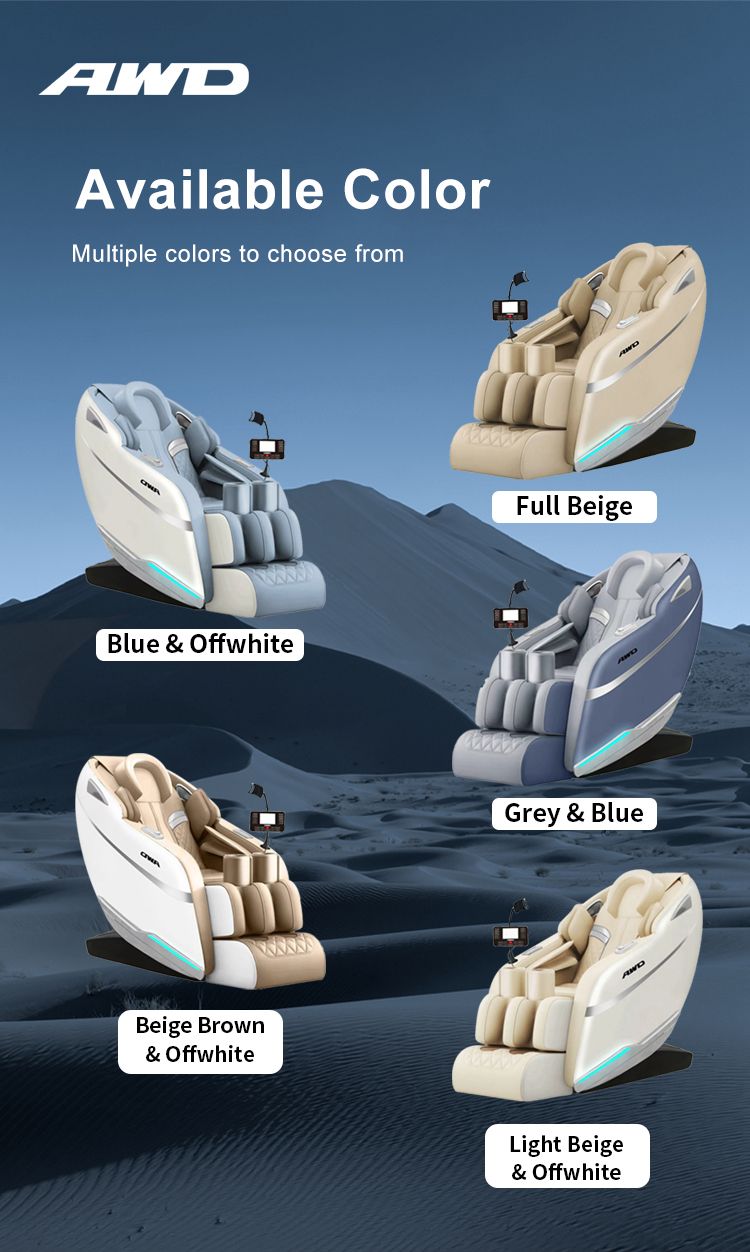 AWD ZenPro 2D Full Body Massage Chair - Light Beige & Off-white.