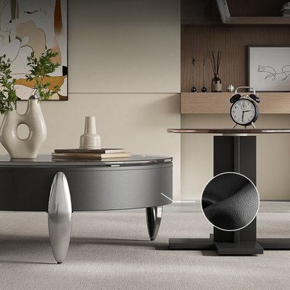 Round Coffee Table Set Italian Design Tempered Glass Table Top.