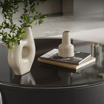 Round Coffee Table Set Italian Design Tempered Glass Table Top.