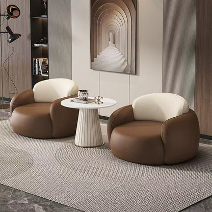 Modern 3-Piece Lounge Chairs and Round Fluted Side Table.