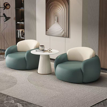 Modern 3-Piece Lounge Chairs and Round Fluted Side Table.