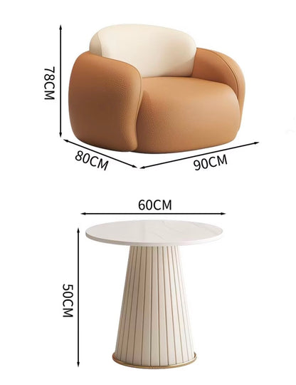 Modern 3-Piece Lounge Chairs and Round Fluted Side Table.