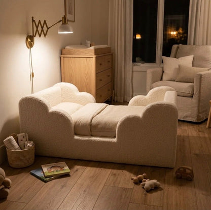 Cloud-Shaped Toddler Floor Upholstered Bed
