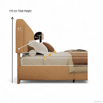 Elite Dream Upholstered Platform Bed Soft Rounded Corners.