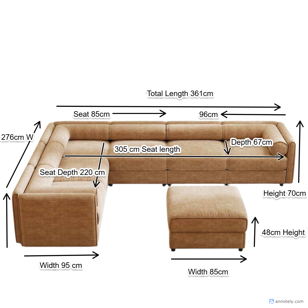 Imperial Lounge 7- Piece Sofa with 6 Seats & 1 Ottoman.