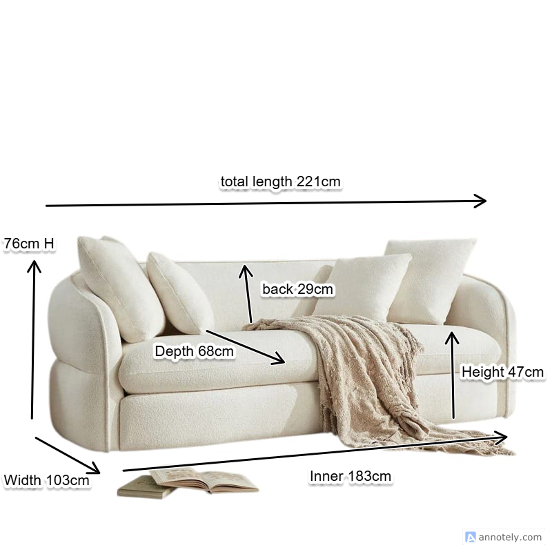 Nova Trio Upholstered 3 Seater Curved Sofa.