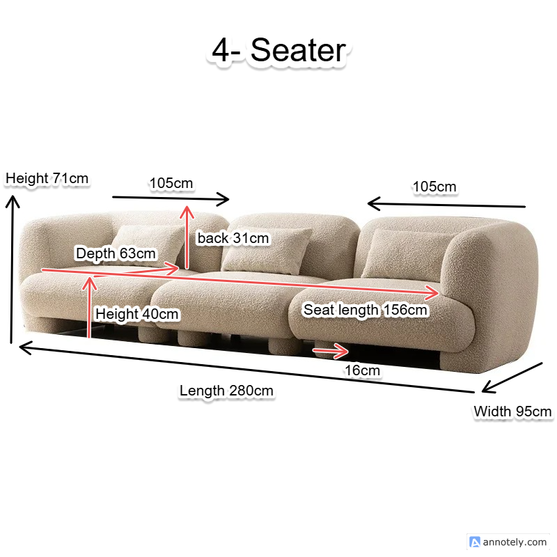Teddy Living Room Sofa Minimalist Sectional Italian Modular Couch.