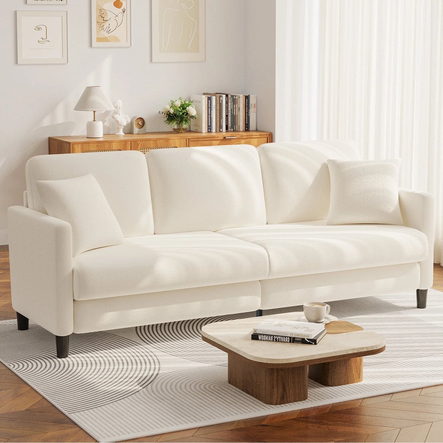 Nexo Sofa Couch for Living Room, Comfy Love Seat with 2 Pillows.