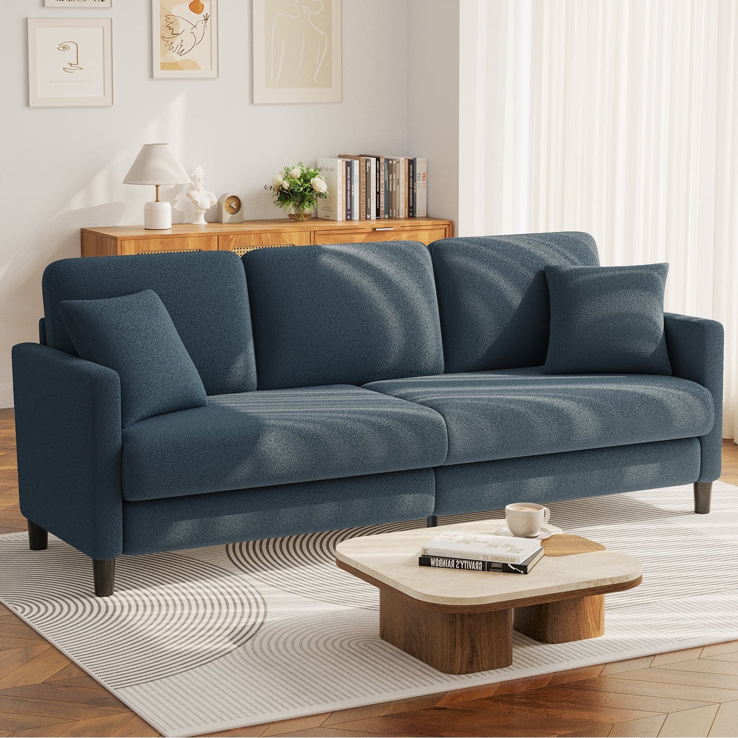 Nexo Sofa Couch for Living Room, Comfy Love Seat with 2 Pillows.