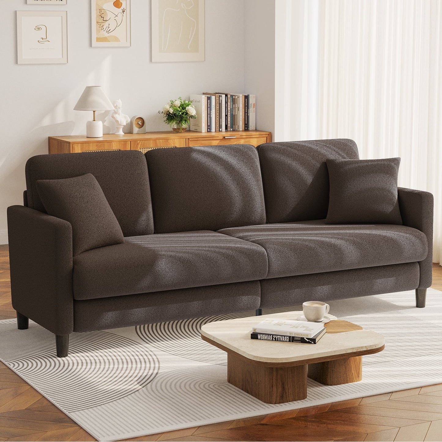 Nexo Sofa Couch for Living Room, Comfy Love Seat with 2 Pillows.