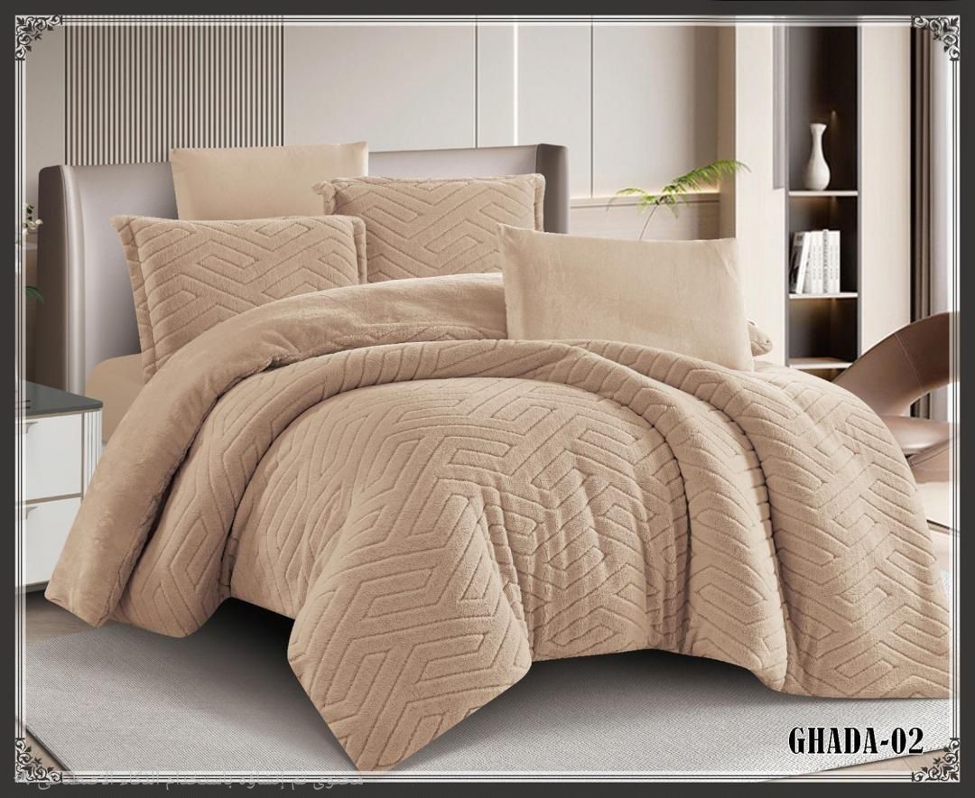 beige fur comforter set