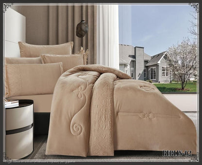 beige velvet comforter set