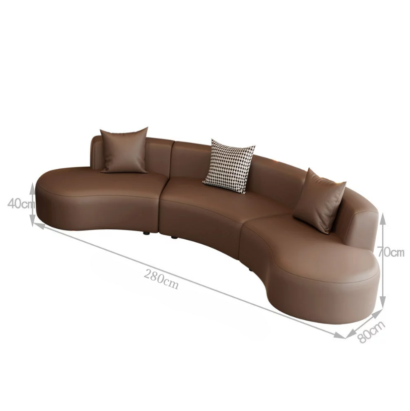 brown curved sofa