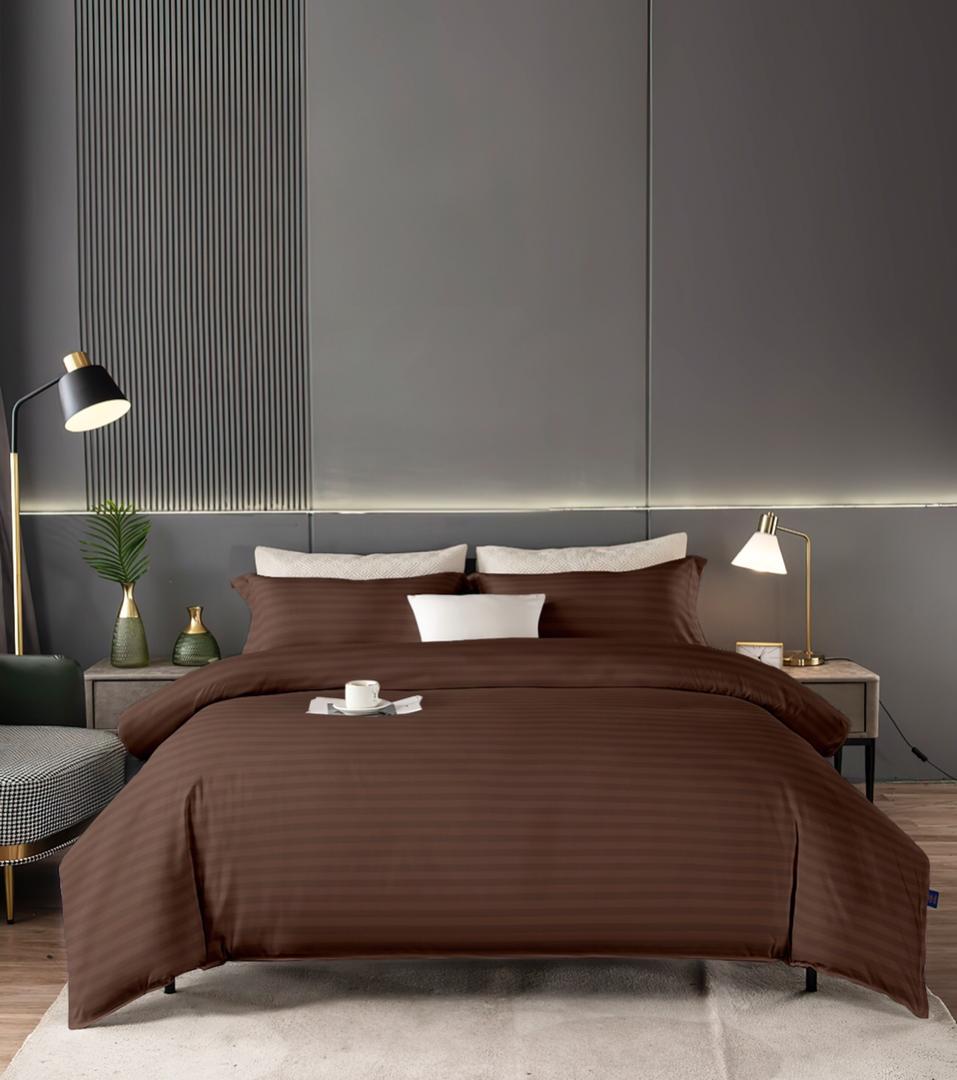 brown_ striped duvet set