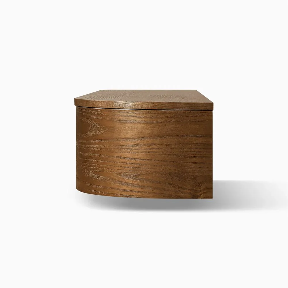 curved wooden wall mounted console table