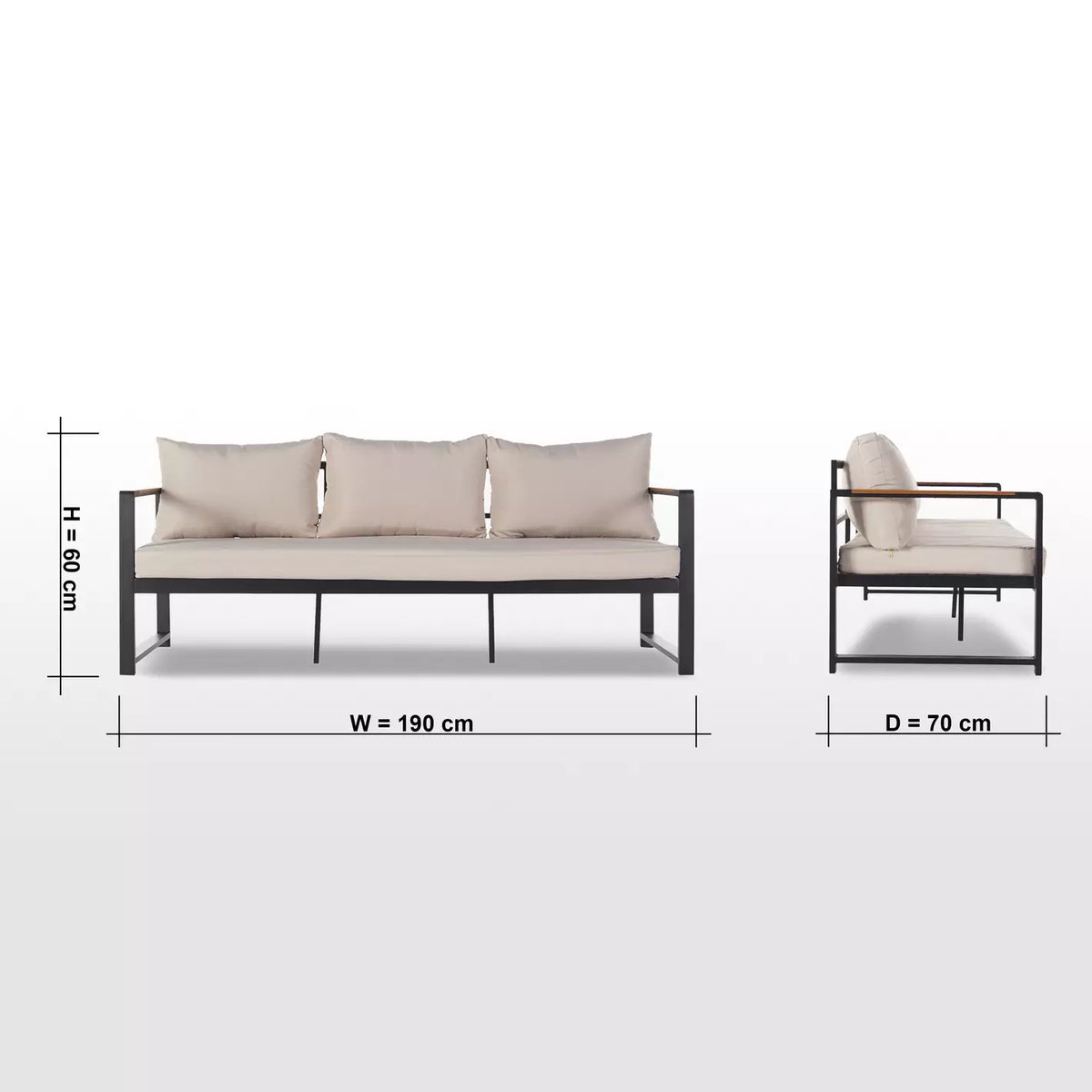5-Seater Outdoor Lounge Sofa Set with Rectangular Table