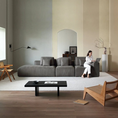 Living room Comfy Couch Featuring One Side Armrest.