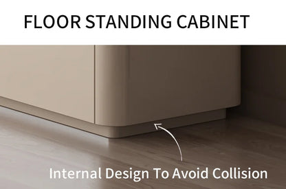 Modern Sleek Creamy Shoe Storage Cabinet with Warm Sense Light.
